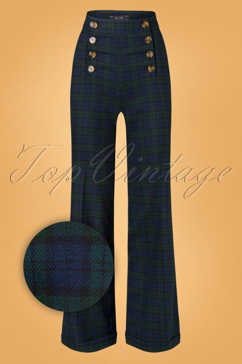King Louie - 60s Sally Ricco Check Pants in Blue