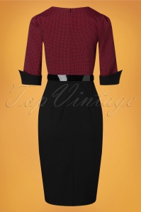 Glamour Bunny Business Babe - Sammy Pencil Dress in Black and Red Gingham 4