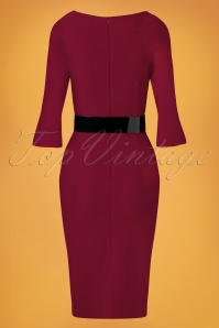 Glamour Bunny Business Babe - Gabrielle Pencil Dress in Burgundy 7