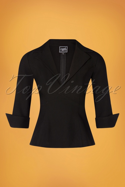Glamour Bunny Business Babe - 50s Dianne Blouse in Classy Black 3