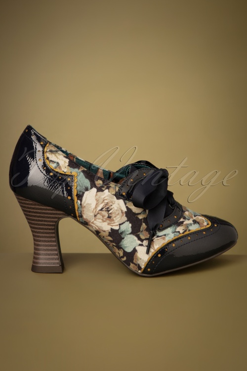 Ruby Shoo - 40s Daisy Floral Booties in Night Blue 3
