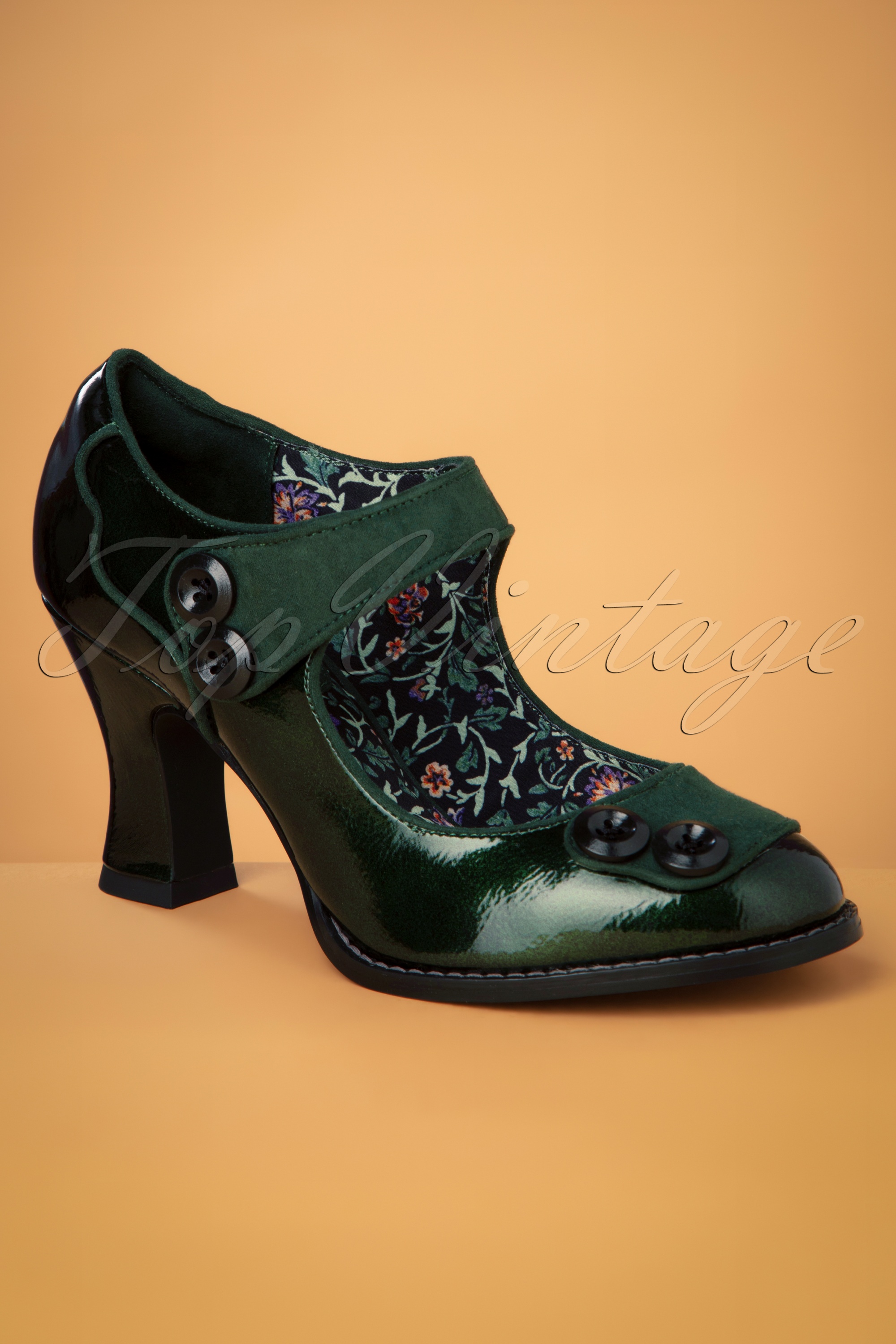 Ruby Shoo Penny – Scarpe Da Bar Donna In Verde Foresta Con Tacco Louis 80mm – Vegan Con Chiusura A Gancio