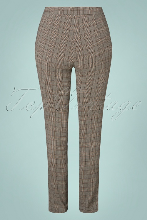 Md'M - 60s Tiny Check Trousers in Brown 2