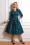 Jane Swing Dress Années 50 en Bleu Marine et Vert