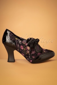 Ruby Shoo - 40s Daisy Floral Booties in Black 2