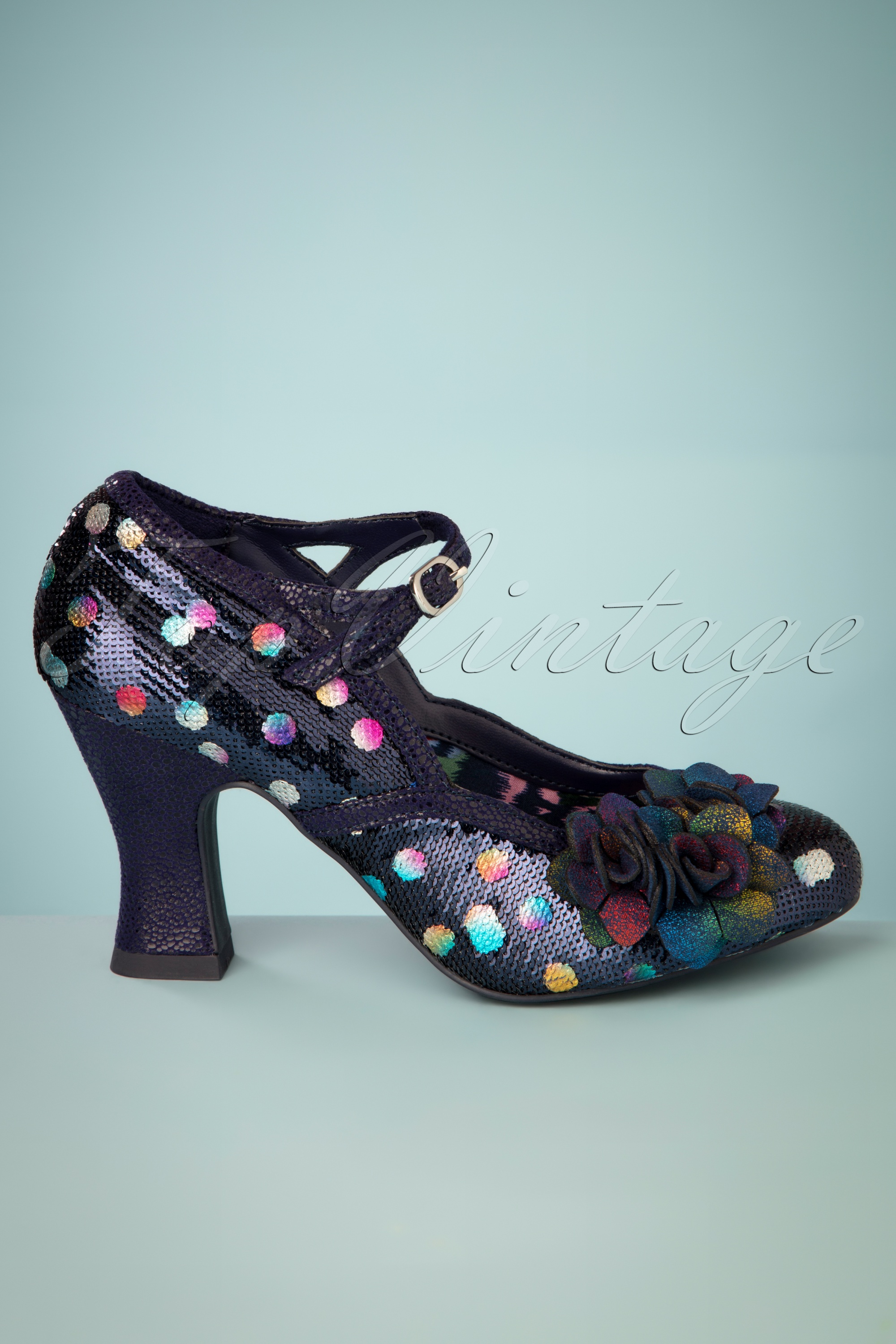 Ruby Shoo - Nina pailletten pumps in marineblauw 2