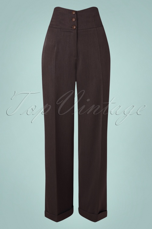 Banned Retro - 40s Her Favourite Trousers in Brown 4