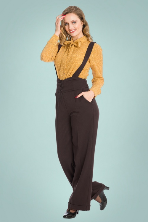 Banned Retro - 40s Her Favourite Trousers in Brown 2