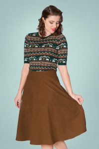 Banned Retro - 40s Sophisticated Lady Swing Skirt in Brown 2