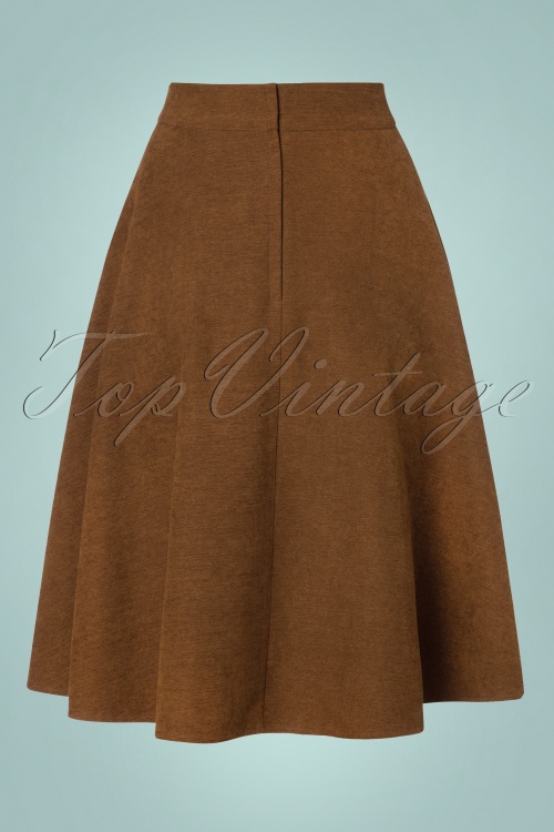 Banned Retro - 40s Sophisticated Lady Swing Skirt in Brown 3