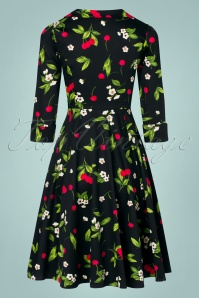 Hearts & Roses - 50s Natasha Cherry Swing Dress in Black 5
