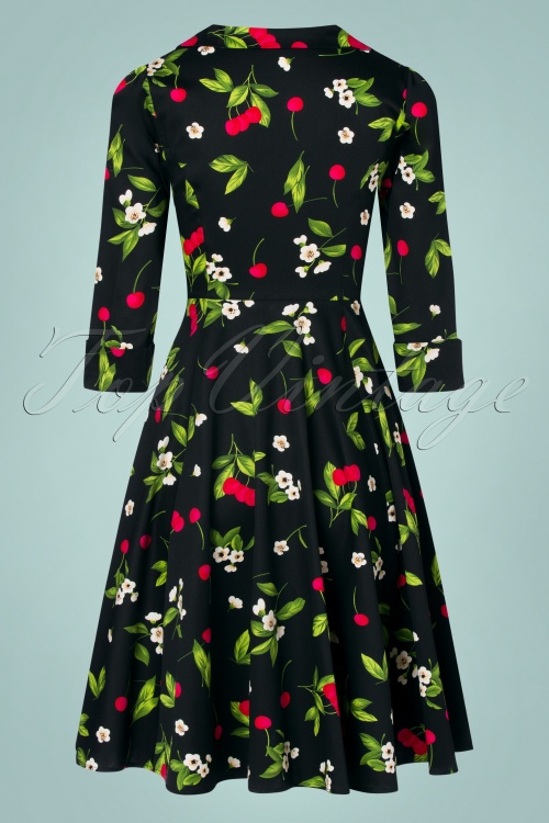Hearts & Roses - Natasha Cherry swing jurk in zwart 5