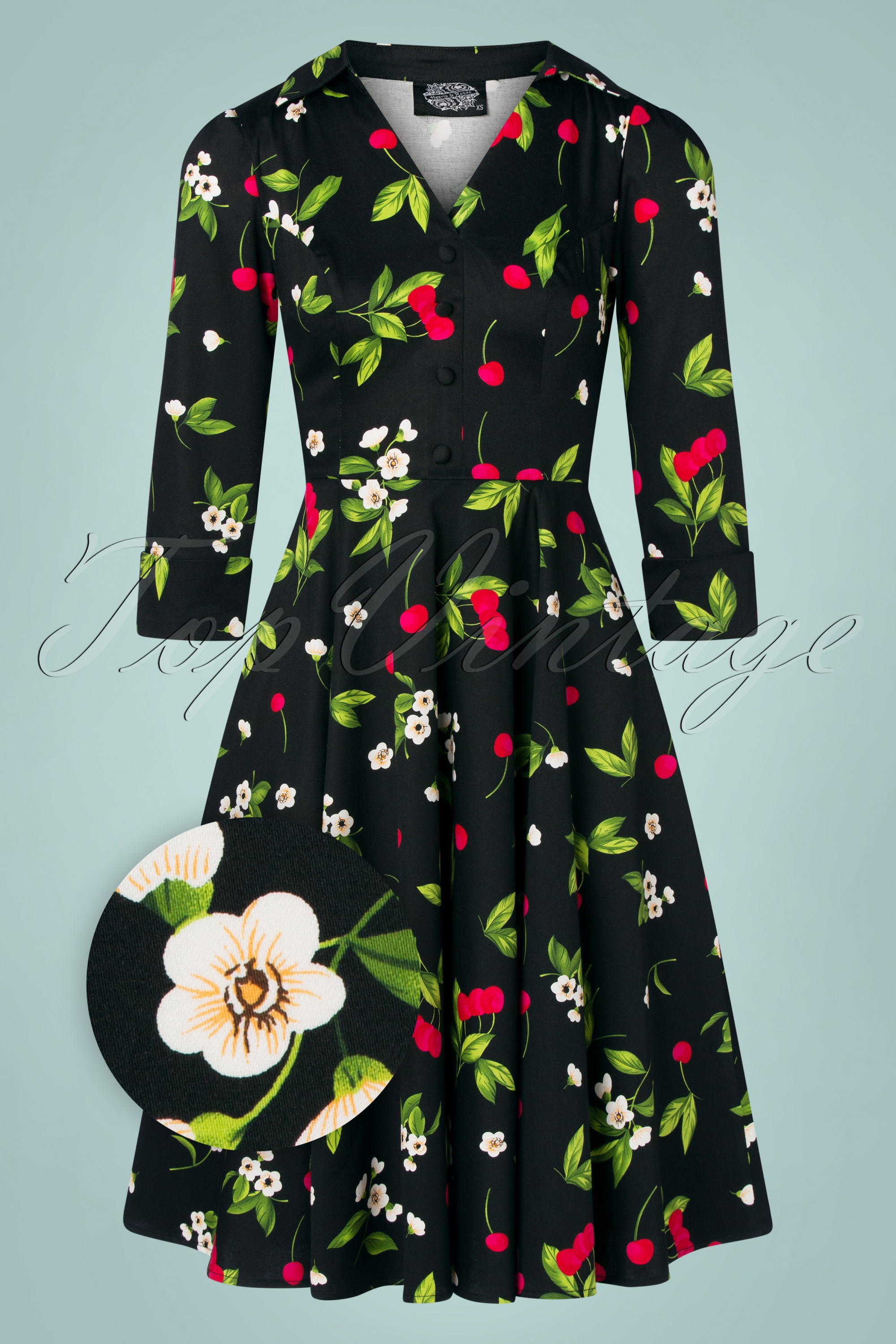 Hearts Roses Kids Bombshell Cherry 50s Swing Jurk Zwart main image 1