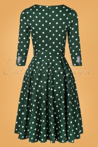 Hearts & Roses - Olivia Swing Polkadot jurk in groen en wit 7