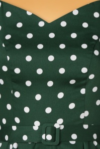 Hearts & Roses - 50s Olivia Swing Polkadot Dress in Green and White  6