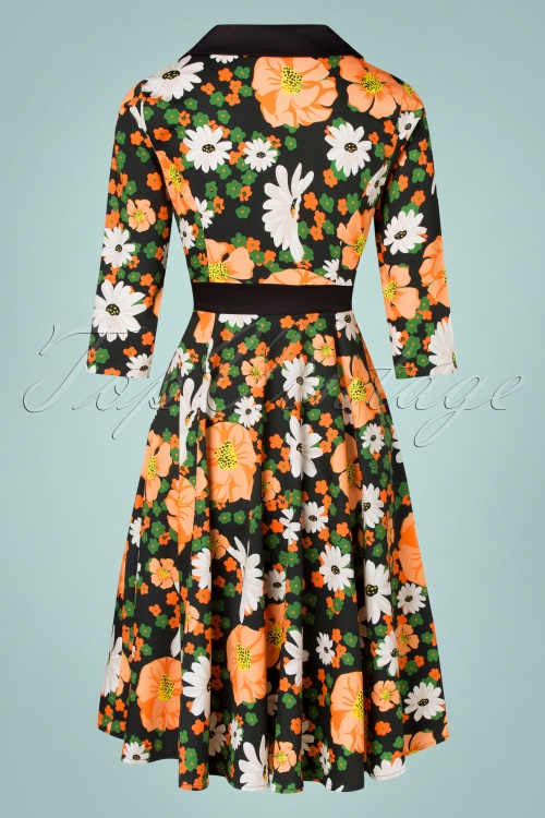 Hearts & Roses - Tessa Floral Swing Kleid in Grün und Orange 6