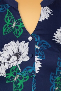 Hearts & Roses - Gloria floral swing jurk in blauw 6