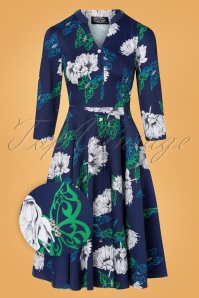 Hearts & Roses - Gloria floral swing jurk in blauw 2