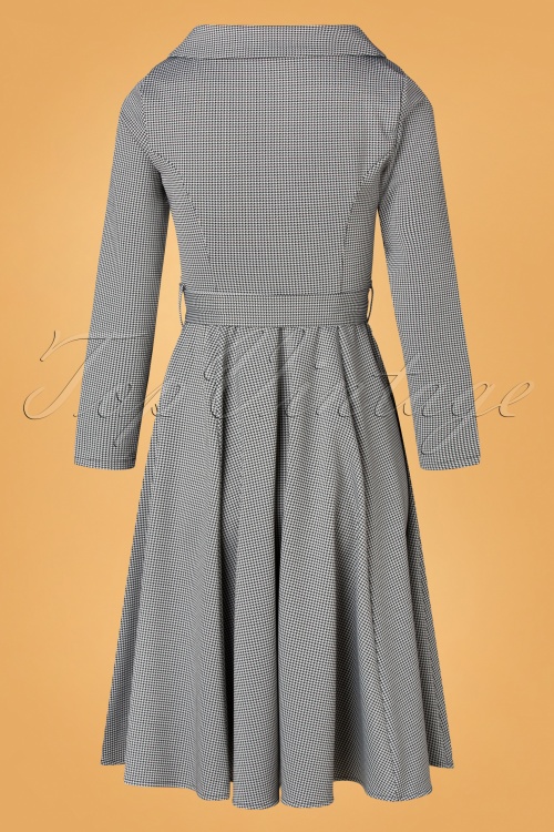 Hearts & Roses - Mae Houndstooth Swing Dress Années 50 en Gris 3