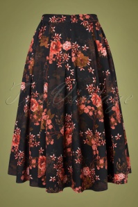 Hearts & Roses - 50s Avina Floral Swing Skirt in Black 2