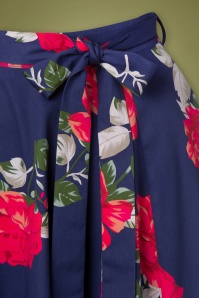 Hearts & Roses - Alena floral swing rok in blauw 4