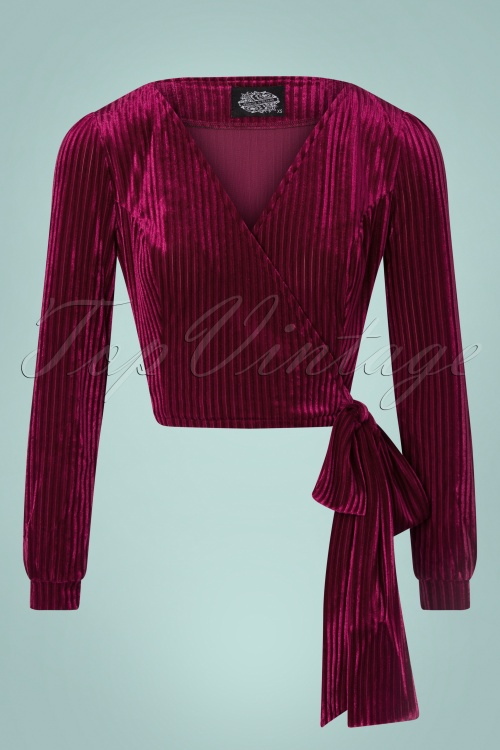 Hearts & Roses - 50s Willow Wrap Top in Magenta