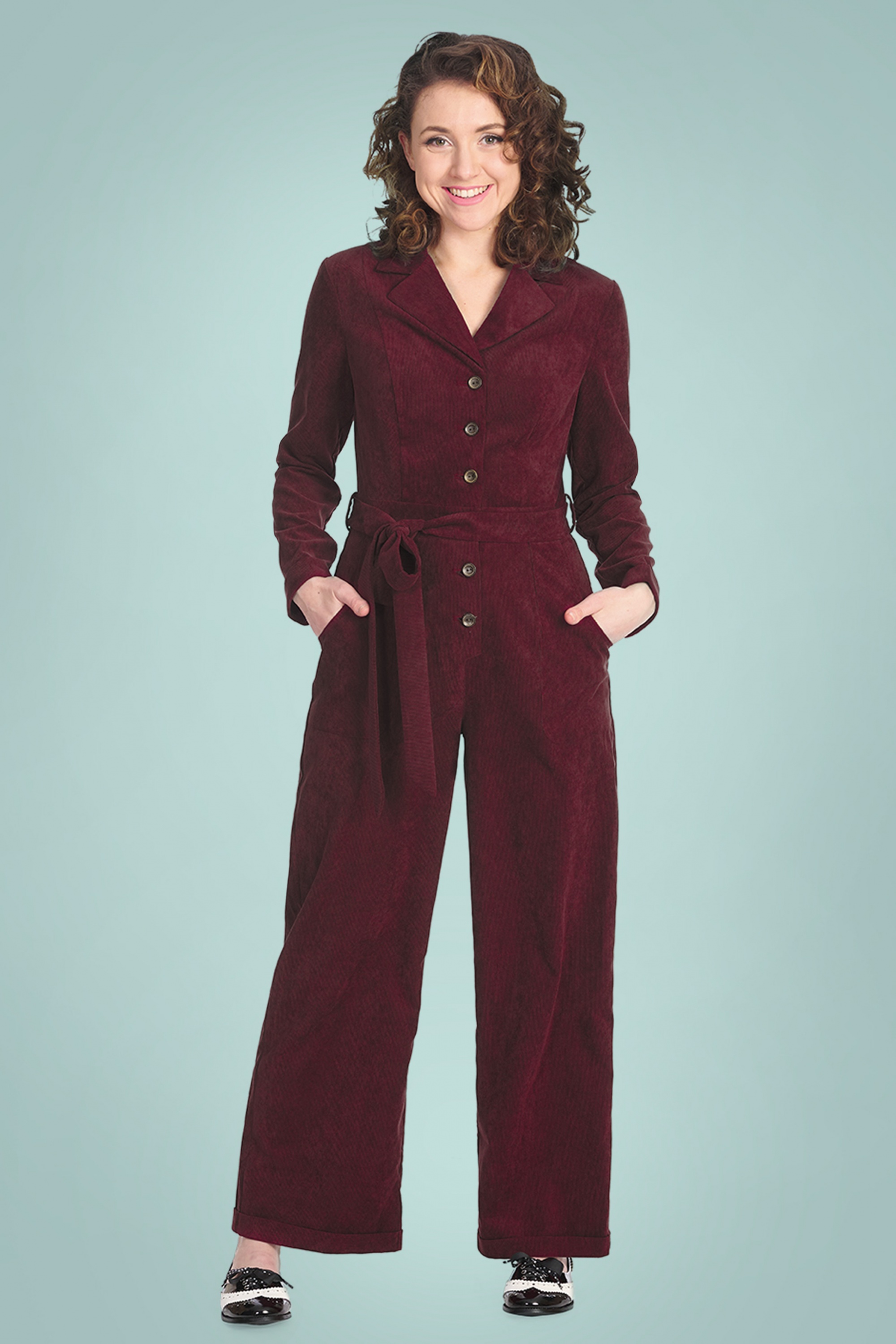 Banned Retro 50s Fem Rule Jumpsuit In Burgundy Shop At Topvintage