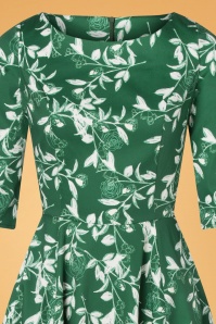 Topvintage Boutique Collection - Topvintage exclusive ~ Adriana Floral Long Sleeve Swing Dress Années 50 en Vert 3