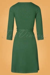 Who's That Girl - 60s Halle Printed Dress in Denim Bottle Green 4