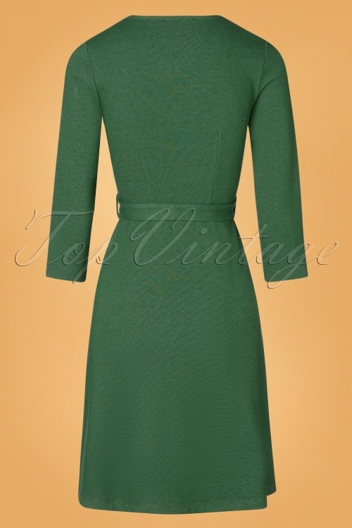 Who's That Girl - 60s Halle Printed Dress in Denim Bottle Green 4