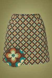 Louche - 60s Aubin Deco Fleur Jacquard Skirt in Multi