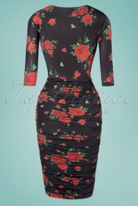 Vintage Chic for Topvintage - 50s Emma Red Rose Pencil Dress in Black 4