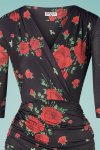 Vintage Chic for Topvintage - 50s Emma Red Rose Pencil Dress in Black 2