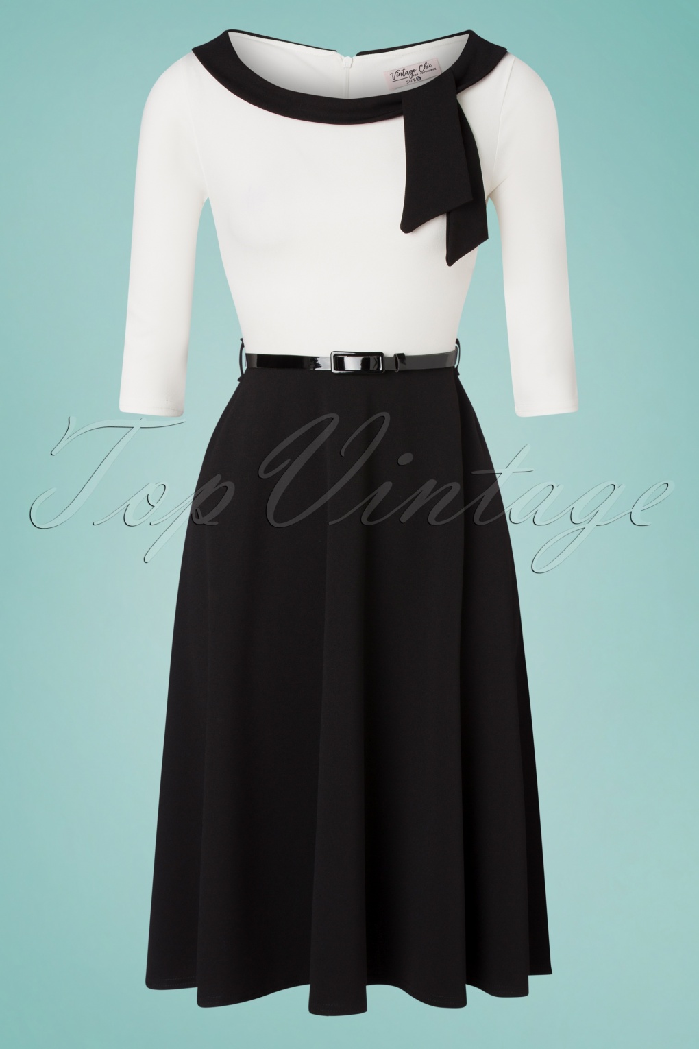 Vintage Chic for Topvintage Kate Swing Dress Années 50 en Noir et Blanc