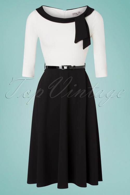 Vintage Chic for Topvintage - Kate swing jurk in zwart en wit
