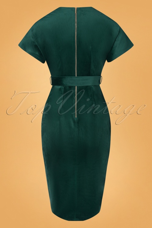 Closet London - Livia Kimono Wrap Dress Années 50 en Vert 2