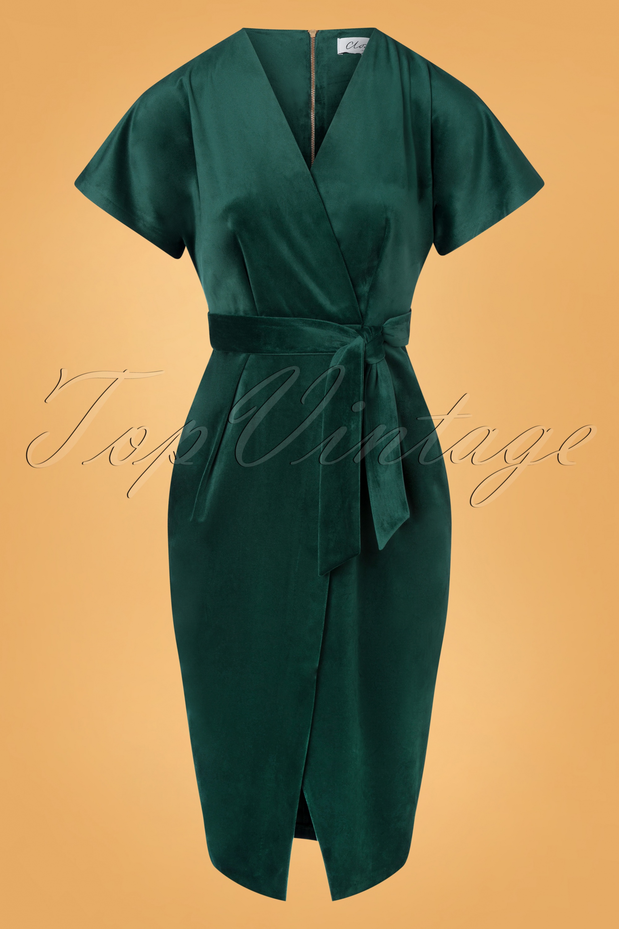Closet London Kimono Sleeve Closet Green Velvet Kimono Dress
