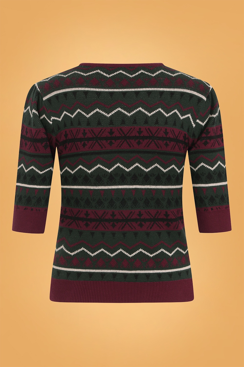 Collectif Clothing - Chrissie Fair Isle gebreide top in groen 4