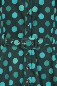 Collectif Clothing - Caterina jewel polka swing jurk in groen 4