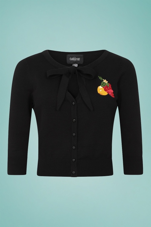 Collectif Clothing - 50s Charlene Fruit Bowl Cardigan in Black