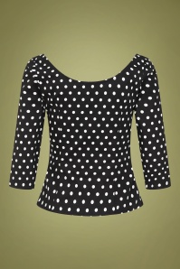 Collectif Clothing - Suzy Polka top in zwart en wit 4