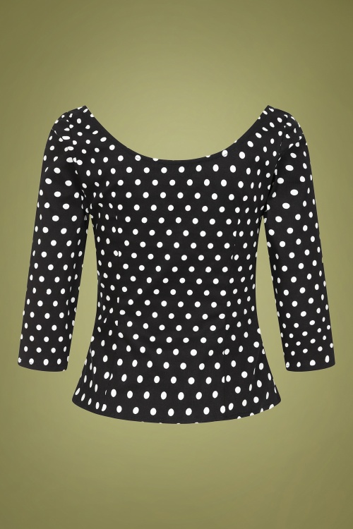 Collectif Clothing - Suzy Polka top in zwart en wit 4