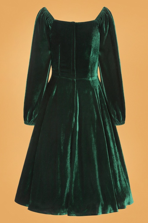 Collectif Clothing - Ludmilla swing jurk in groen 5
