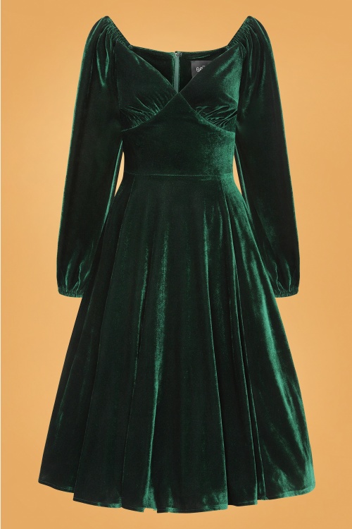 Collectif Clothing - Ludmilla Swing Dress Années 50 en Vert 2