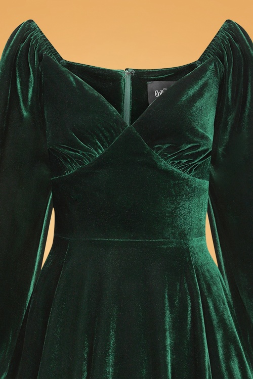 Collectif Clothing - Ludmilla Swing Dress Années 50 en Vert 3