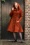 50s Heather Hooded Swing Coat in Burnt Orange