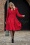 50s Heather Hooded Swing Coat in Red