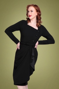 Collectif Clothing - 50s Anika Pencil Dress in Black 2