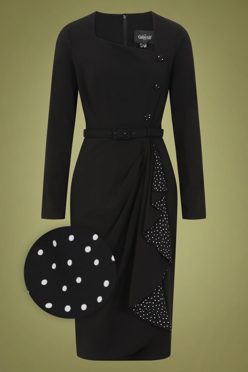 Collectif Clothing - Anika Pencil Dress Années 50 en Noir