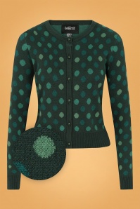 Collectif Clothing - 50s Jessie Jewel Polka Cardigan in Green